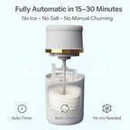Mini Ice Cream Maker for Small Batches, Portable Electric Ice Cream Machine, Frozen Yogurt Gelato Sorbet Maker, Homemade Dessert Maker in 15-30 Minutes (White, 0.4 Qt)