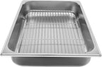 DYNAMI Stainless Steel Baking Pan with Cooling Rack,21x13.2x2.5in Stainless Steel Deep Roasting Pan with Grill,Rectangular Large Bakeware Multipurpose Cooking Sheet Pan
