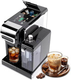 PULZO Espresso Machine with Integrated Automatic Milk Frother, capsule coffee maker for K*cup capsule/Ne*s Original/coffee powder, One Touch Latte & Cappuccino