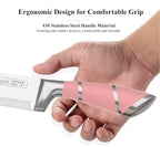 Pink Kitchen Knife Set, 9-Piece - Non-Stick, Sharp, High Carbon Stainless Steel Knives with Acrylic Block - Perfect for Meat Slicing, Chopping - Ideal Kitchen Gifts for Women
