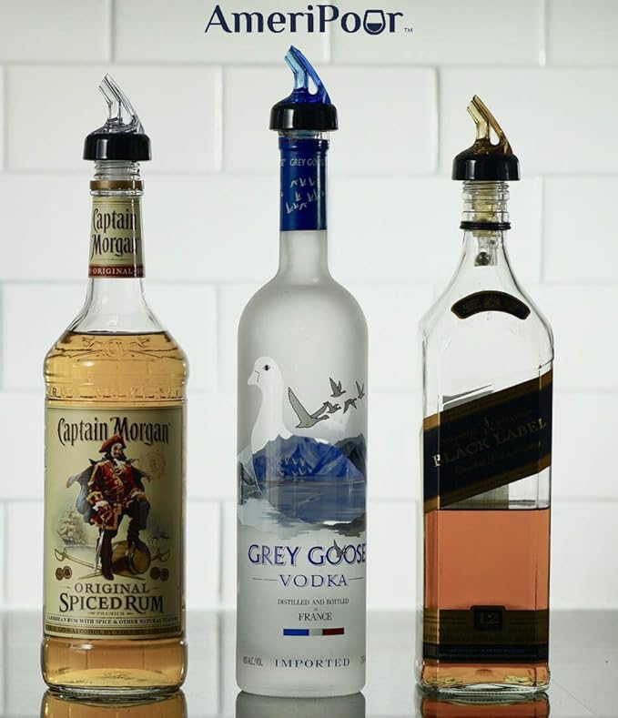 Measured Pourer - Liquor Bottle Pourers - Collared - (3pk) Made 100% In The USA. Bar Spouts That Don't Leak - No Cracks, Just A Perfect Cocktail Pour Everytime. Great for Wine Too! (1.5oz)