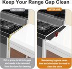 Foldable Stove Gap Filler Kitchen Counter Range Guards 25inch,Silicone Stove Gap Covers Electric Stoves Gap Filler Oven Side Sealing Strip Between Countertop and Stovetop Pack 2 (Black)