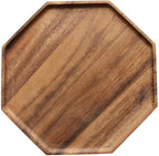 Set of 2 Acacia Wooden Trays Serving Platters Round Square Veggie Serving Tray Decor Bread Charcuterie Board Fruit Hosting Essentials Cheese Platter Vegetable Food Dish Charger Plate Charcuterie Board