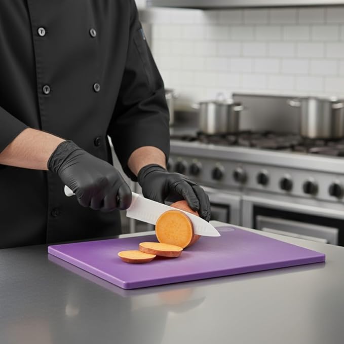 TrueCraftware- 18" X 12" X 1/2” Cutting Board for Kitchen Purple Color Plastic- Color Coded Durable Kitchen Cutting Board Chopping Board Non Slip Cutting Mat for Meat Vegetables Dishwasher Safe