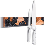 ENOKING Magnetic Knife Holder for Wall 16 Inch, Acacia Burl Wood & Black Resin Magnetic Knife Strip Bar, Powerful Magnet Kitchen Knife Storage Rack, Space-Saving Wall Mounted Organizer