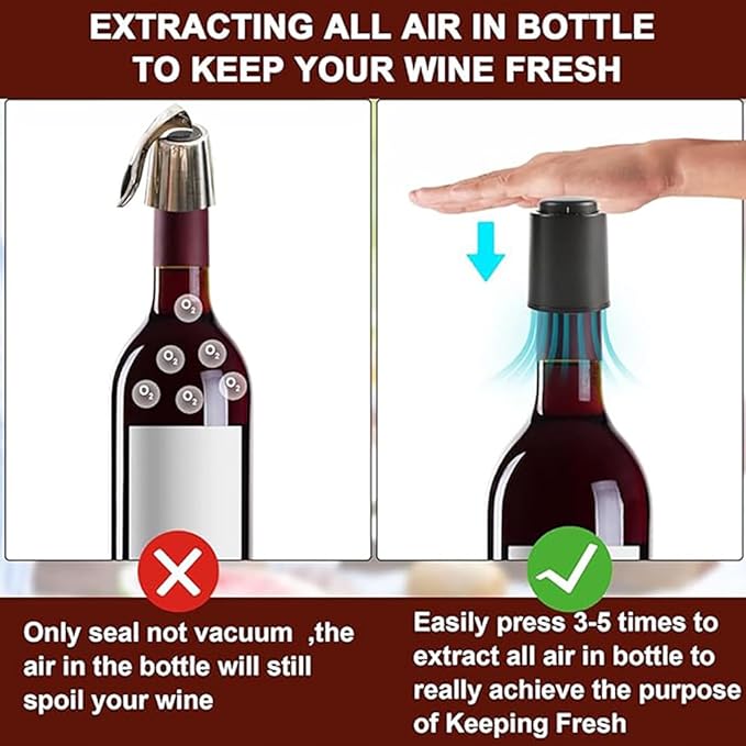 2 PACK Vacuum Wine Stopper with 2 PACK Wine Foil Cutter Tool, Wine Bottle Stoppers, Reusable Wine Preserver Keep Fresh, Perfect Wine Accessory Gift for Wine Lovers