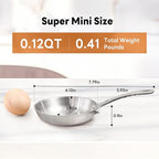 Macevia 0.12QT Mini Sauce Pan, 18/10 Stainless Steel Butter Warmer, Small Pot with Handle, Ideal for Kitchen, Restaurant, Camping & RV Use (4 Inch) - Silver
