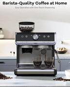 GarveeHome Espresso Machine With Grinder, 20 Bar Semi-Automatic Espresso Coffee Maker With Milk Frother Steamer Wand Cappuccino Latte Macchiato, 95 oz Water Tank, PID Temperature Control, Dark Gray