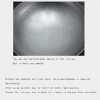 Wok Pfanne Traditioneller Handgehämmerter Wok Aus Refined Iron Mit Two Handles，1,8 MM Dick Wok (Rundboden) (Size : 34cm/13.3in)
