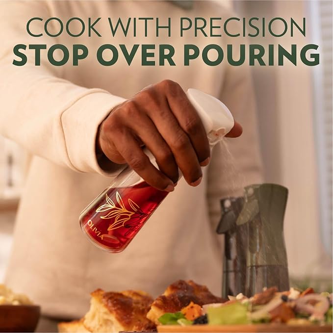 FLAIROSOL OLIVIA SIGNATURE Advanced Kitchen Oil Sprayer Technology, Fine Mist & Portion Control, Refillable Glass Olive Oil Cooking Spray Bottle for Air Fryer, Salad, BBQ, 200ml (Golden Leaves)