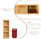 HTB Small Tea Bag Holder Pack of 2, Bamboo Tea Organizer 3 Compartments for Beverage Suppliers, Sweeteners, Individual Packets, Portable Tea Bag Organizer for Home Kitchen Counter or Office