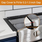 Foldable Stove Gap Filler Kitchen Counter Range Guards 25inch,Silicone Stove Gap Covers Electric Stoves Gap Filler Oven Side Sealing Strip Between Countertop and Stovetop Pack 2 (Black)