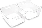 BINO | Plastic Storage Bins, X-Large - 2 Pack, Clear | THE SOHO COLLECTION | Pantry Organizers and Storage Containers Fridge Organizer Bins Kitchen Cabinet Organizer Medicine Cabinet Organizer Bin