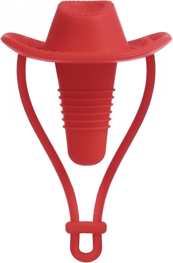 Silicone Wine Stopper Cute Wine Accessories Reusable Sealing plug Fun Cowboy Hat bottle Seals keep wine fresh Gifts for Wine Collector replacement Corks (Blue+Red)