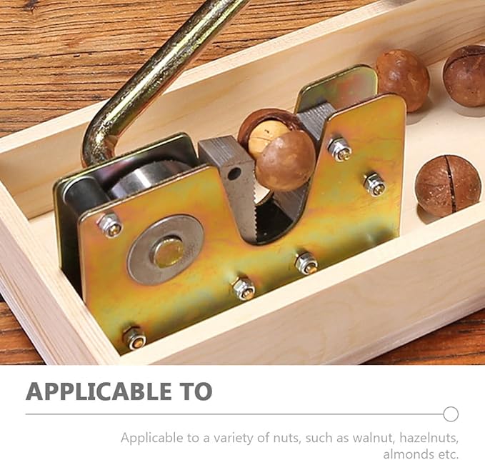 OUNONA Hand-pressed Walnut Cracker Nut Shell Opener with Wooden Handle Portable Fresh Nut Cutter for Home Kitchen Specialty Tool