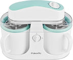 Pukomc Ice Cream Maker Machine for Home Use, with Two Ice Cream Bowls,Simple Operation and Easy to Clean,White Green