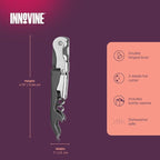 Innovine Double Hinge Corkscrew, Stainless Steel Wine Opener with Dual Leverage and Built-In Foil Cutter, Perfect for Home Bar, Travel, Camping, Picnic, Outdoor Party, Set of 1, Graphite