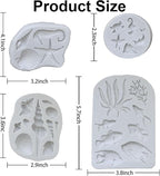 4PCS Marine Theme Fondant Silicone Mold Seaweed Sea Fish Crab Coral Conch Sea Shells Shape DIY Handmade Baking Tools, For Theme Cake Cookie Chocolate Candy Decoration Fondant Polymer Clay