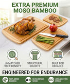 Greener Chef Luxury XL Bamboo Cutting Board Set of 3 with Vertical Grain Strength Technology - Extra Large Wood Cutting Boards for Kitchen and Lightweight Chopping Board Set - Replacements for Life