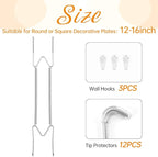 3 Pack Plate Hangers for The Wall, Suitable for 12-16 inch Art Plate, Stainless Steel Invisible Heavy Duty Wire Plate Holder with Wall Hooks, Plate Hangers for Displaying Plates, Platter, Dish, Silver