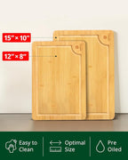 ROYAL CRAFT WOOD Wooden Cutting Boards for Kitchen Meal Prep & Serving - Bamboo Wood Serving Board Set with Deep Juice Groove Side Handles - Charcuterie & Chopping Butcher Block for Meat