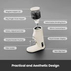 Gemilai Electric Conical Burr Coffee Grinder, Coffee Bean Grinder with Smart 60S Timer, 60 Precise Adjustable Grind Settings for Espresso, 2-12 Cup, Easy to Clean, Durable & Quiet, G9010B White