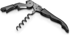 Viski Gunmetal Signature Double Hinged Waiters Corkscrew Wine Opener, Stainless Steel with Built-in Bottle Opener & Foil Cutter for Home Bar, Kitchen, Travel, Gifts for Wine Lovers, Set of 1, Black