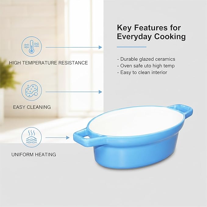 Soup Bowls With Handles 15 oz, French Onion Soup Bowl for Chili, Beef Stew, Cereal, 6" x 5" Oven Safe for Au Gratin, Ceramic Soup Crocks oven Safe, Microwave Dishwasher Safe - Set of 4, Blue