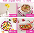 Trivets for Hot Dishes, Hot Pads for Kitchen, 7'' Trivets for Hot Pots and Pans, Pot Holders for Kitchen, Pot Holders Heat Resistant 4-Pcs, Kitchen Essentials for New Home (Pink)