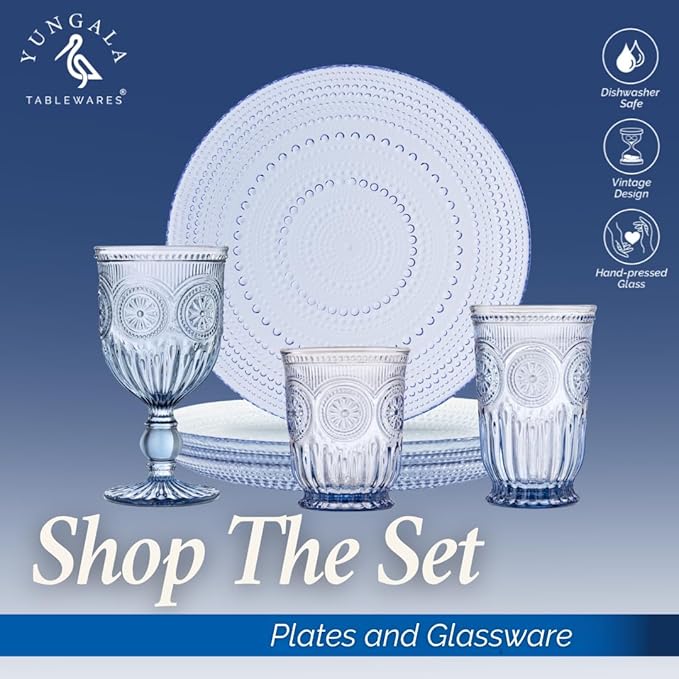 Yungala Blue Highball Glasses Set of 6 Tall Drinking Glasses 10 oz