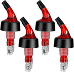 Automatic Measured Bottle Pourer - Quick Shot Spirit Measure Pourer with Dust Caps for Wine Cocktail Home Bar Tools - 1.5oz/45ml(Red, 4 Pack)