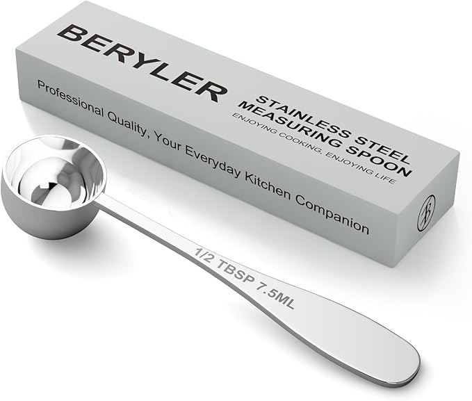 1PCS 1/2tbsp(1.5tsp, 7.5 ml) Single Measuring Spoon, Stainless Steel Individual Teaspoon, Metal Measure Scoop with Gift Box
