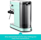 CASABREWS CM5418 Espresso Machine 20 Bar, Compact Espresso Maker with Steam Milk Frother, Stainless Steel Coffee Machine with 34oz Removable Water Tank for Cappuccino Latte, Pastel Green