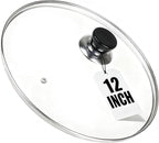12 Inch Pan Lid, 12'' Frying Pan Lid, Tempered Glass Cast Iron Lids for Skillets, Fry Pan, Wok Pot (12 inch)