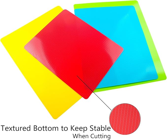 4 Pieces Flexible Cutting Board mats, Plastic Cutting Boards for Kitchen Cooking, Cutting board sheets for Meat and Vegetables, Dishwasher Safe