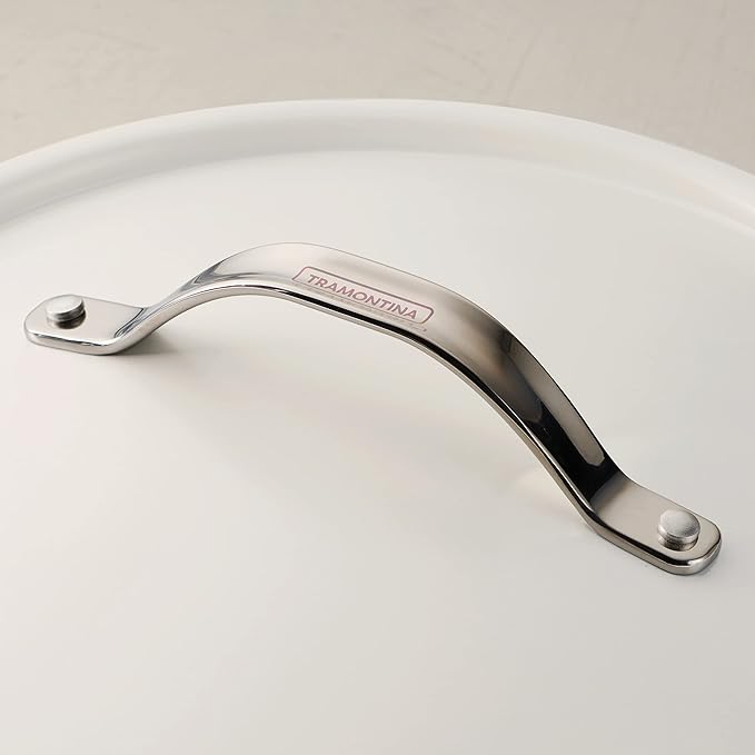 Tramontina All-in-One Plus Pan Set, 5-Quart Ceramic Non Stick Cooking Pan with Lid, Steamer Insert, Bamboo Utensil and Trivet, White