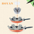 BOYAN Pot and Pan Protectors, Thicker Felt Pot Protectors for Stacking, Set of 12 & 3 Different Sizes, Cookware Accessories, Pan Separators for Stacking Skillet Ceramic Saucepan Glassware