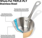 Macevia Mini Sauce Pan, 18/10 Stainless Steel Butter Warmer Small Pot Cooking with Handle, Multipurpose Use for Home Kitchen or Restaurant (5oz/150ml) - Rose Gold