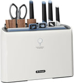 Smart Cutting Board and Knife Set,Self Cleaning Cutting Board and Knife Set with 4 Stainless Steel Knives,3 Color Coded Cutting Boards,10 Pairs of Chopsticks and 1 Pair of Scissors