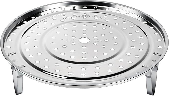 DS. DISTINCTIVE STYLE Steamer Rack 10.1 Inch 304 Stainless Steel Steaming Rack Steam Tray with Removable Legs for Steaming Crab, Tamale Cookware Instant Pressure Cooker Multi-functional Steamer Basket (Silver - 25.6 cm)