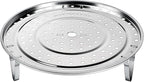 DS. DISTINCTIVE STYLE Steamer Rack 10.1 Inch 304 Stainless Steel Steaming Rack Steam Tray with Removable Legs for Steaming Crab, Tamale Cookware Instant Pressure Cooker Multi-functional Steamer Basket (Silver - 25.6 cm)