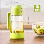 PARACITY Oil Dipenser Bottle with Silicone Bottom, 2 in 1 Olive Oil Sprayer and Dispenser, Oil Spray Bottle 500ML/ 17OZ for Cooking, Kitchen, BBQ, Air Fryer, Salad, Baking(1PC Green)