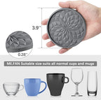 ME.FAN Silicone Coasters with Holder,[6 Pack] Drinking Coasters - Cup Mat for Hot or Cold Drinks, Thickened, Non-Slip, Non-stick,Deep Tray Pale Mauve
