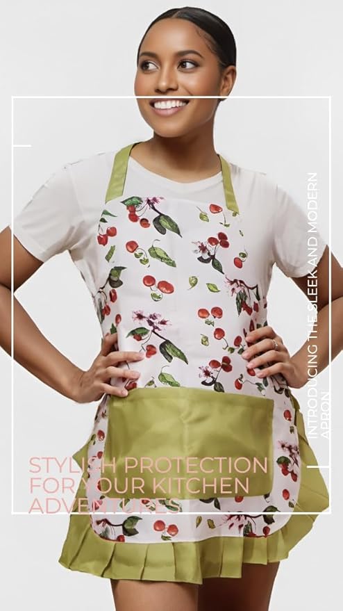 Vintage Floral Apron for Women with Functional Pockets Adjustable Neck Strap for Cooking Baking Mother's Gift