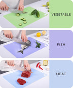 July Home Cutting Board Alternative for Kitchen - Extra Thick Flexible Plastic Cutting Board Set of 3, Non-Slip, BPA-Free, Easy to Clean, Colored Cutting Mats for Cooking, Durable Chopping Sheets