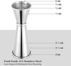 BARsics 24oz Stainless Steel Bar Cocktail Shaker, 1oz/2oz Jigger and 8" Mixing Spoon