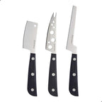 Cheese Knife Set, MATTSTONE HILL Cheese Knives - Soft & Semi Hard Cheese Knife, Soft Cheese Slicer, Cheese Cleaver, Premium Stainless Steel, Black Handle
