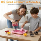 Rolled Ice Cream Maker, Instant Ice Cream Maker, Instant Cold Plate Ice Cream Maker with 2 Scrapers Frozen Yogurt Rolls Tray Homemade DIY Smoothies, Ideal for Family Activities