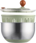 Stainless Steel Salad Spinner, Medium-sized Lettuce Veggie Fruit Spinner and Strainer, Multipurpose Vegetable Washer Dryer with Lid, Dishwasher Safe,160 oz