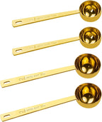 4 Pcs Coffee Scoop, Gold Stainless Steel Coffee Spoons Set, 2 Pack 1 tablespoon (15ml) and 2Pack 1 tablespoons (30ml) Spoon, Gold Tablespoon Measure Spoon for Coffee, Milk Powder, Fruit Powder